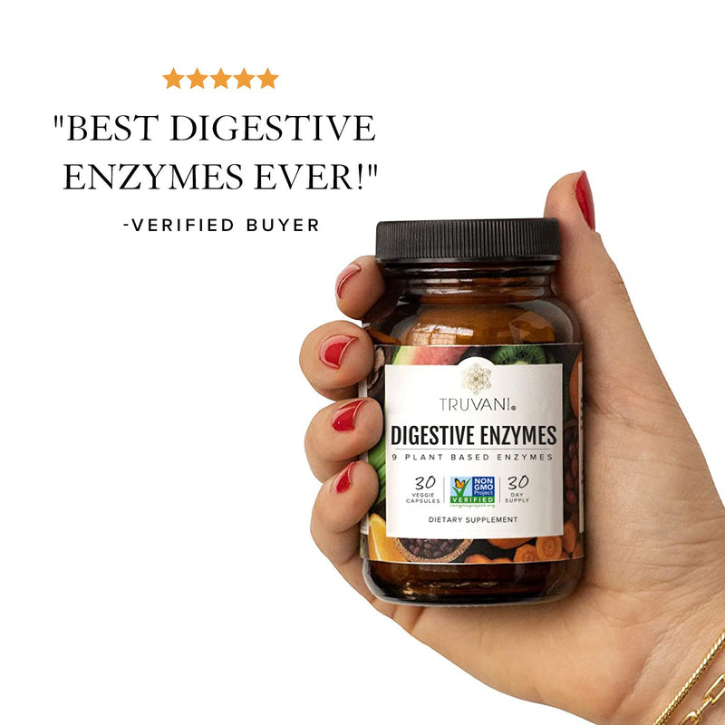 [Australia] - Truvani Digestive Enzymes | 9 Enzyme Blend | Digestive Support | Reduce Bloating | Increased Nutrient Absorption | Non-GMO Capsules| 30 Day Supply 