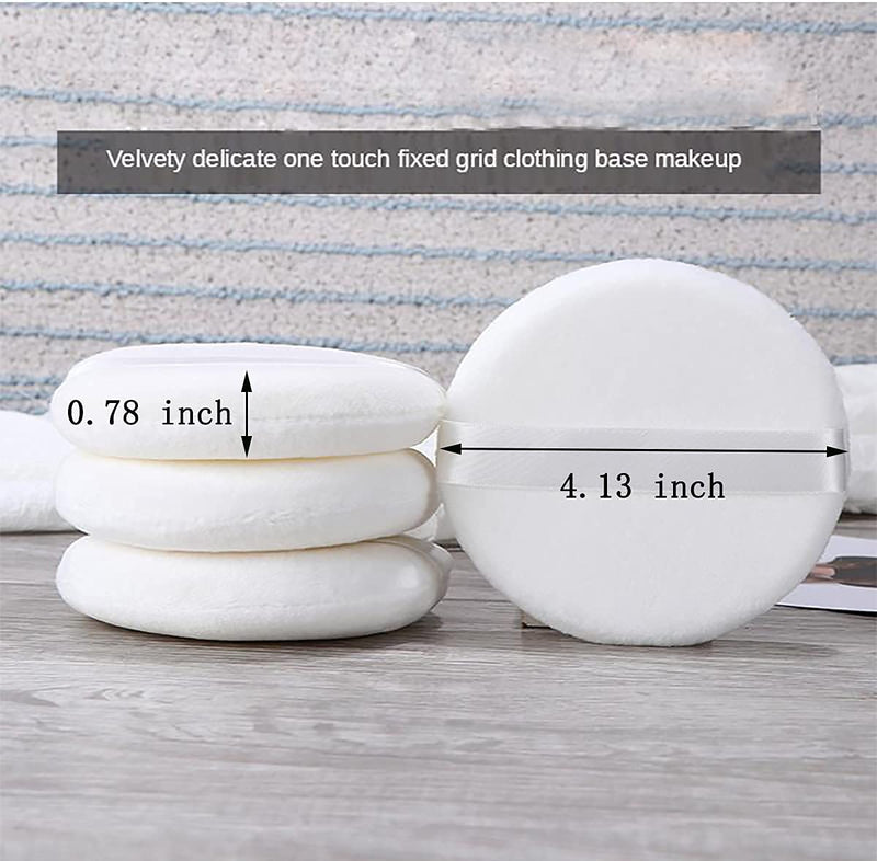 [Australia] - JOOTUEPO 4.13 Inch Powder Puff, Ultra Soft Large Round Velour Smooth Apply Puff with Strap, Washable Body Powder Puff (6Pcs） 