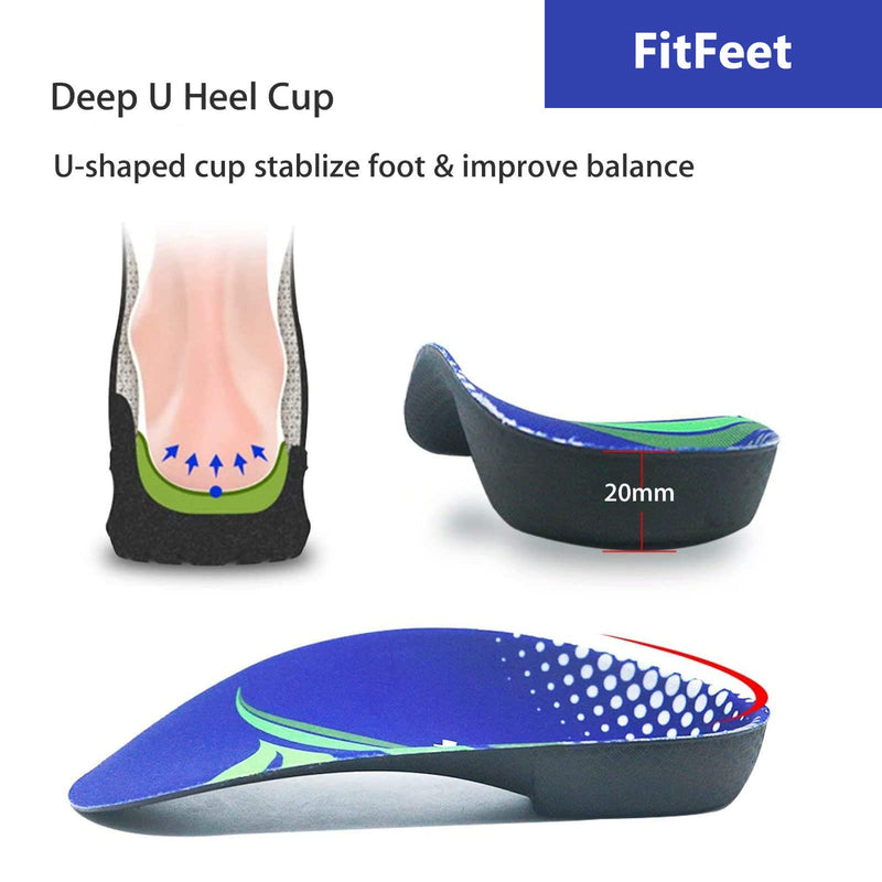 [Australia] - FitFeet High Arch Support Insoles，3/4 Length Orthotic Foot Inserts for Over-Pronation Plantar Fasciitis Flat Feet Heel Pain Relief Shoe Inserts for Running Sports Men and Women, L L(Men's 11-13.5, Women's12-14.5) 