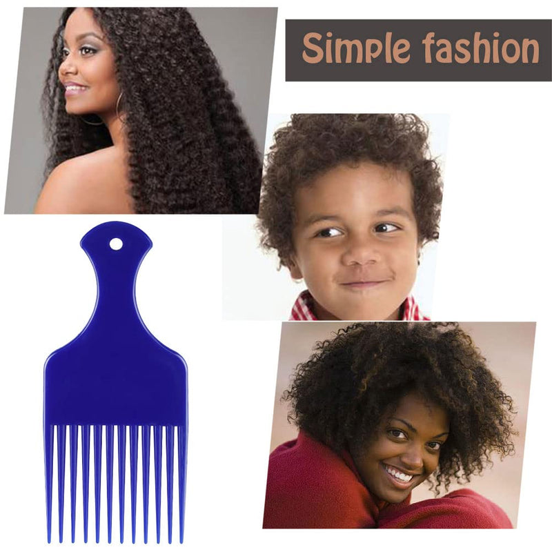 [Australia] - 6 pcs Afro Comb, Plastic Smooth Hair Pick Comb Wide Tooth Detangling Hair Comb for Natural Curly Hair Style (6 Color) 