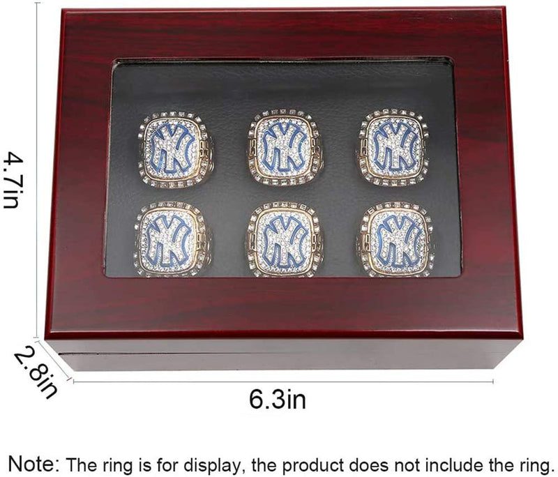 [Australia] - Wooden Championship Ring Storage Box Heavy Porous Display Case Jewelry Organizer Without Ring (9 Holes) 9 Holes 