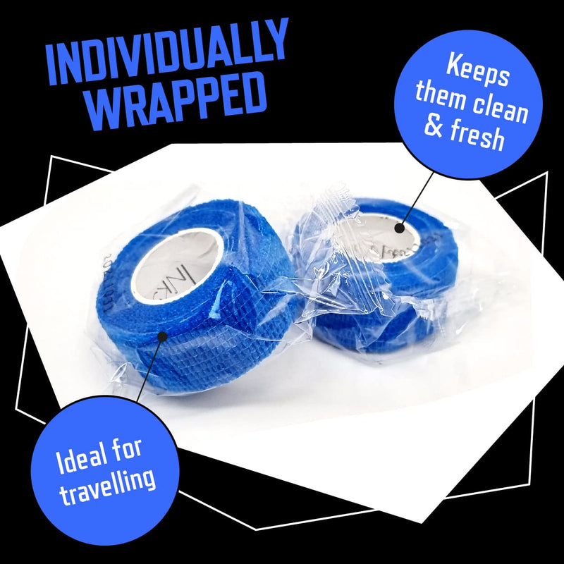 [Australia] - Inksafe Blue Self Adherent Cohesive Bandages 2.5cm x 4.5m Box of 12 - Uses Include Vet Wrap, Tape for Wrist and Ankle Sprains, Finger and Thumb Tape, 