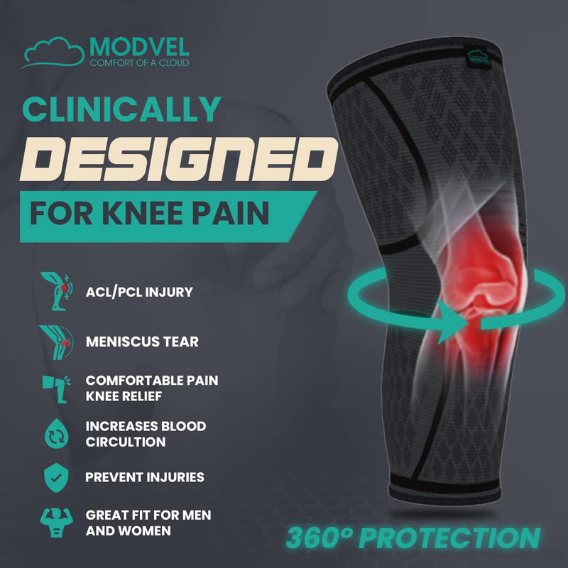 [Australia] - MODVEL 2 Pack Knee Brace | Knee Compression Sleeve for Men & Women | Knee Support for Running | Medical Grade Knee Pads for Meniscus Tear, ACL, Arthritis, Joint Pain Relief. Medium A Black 