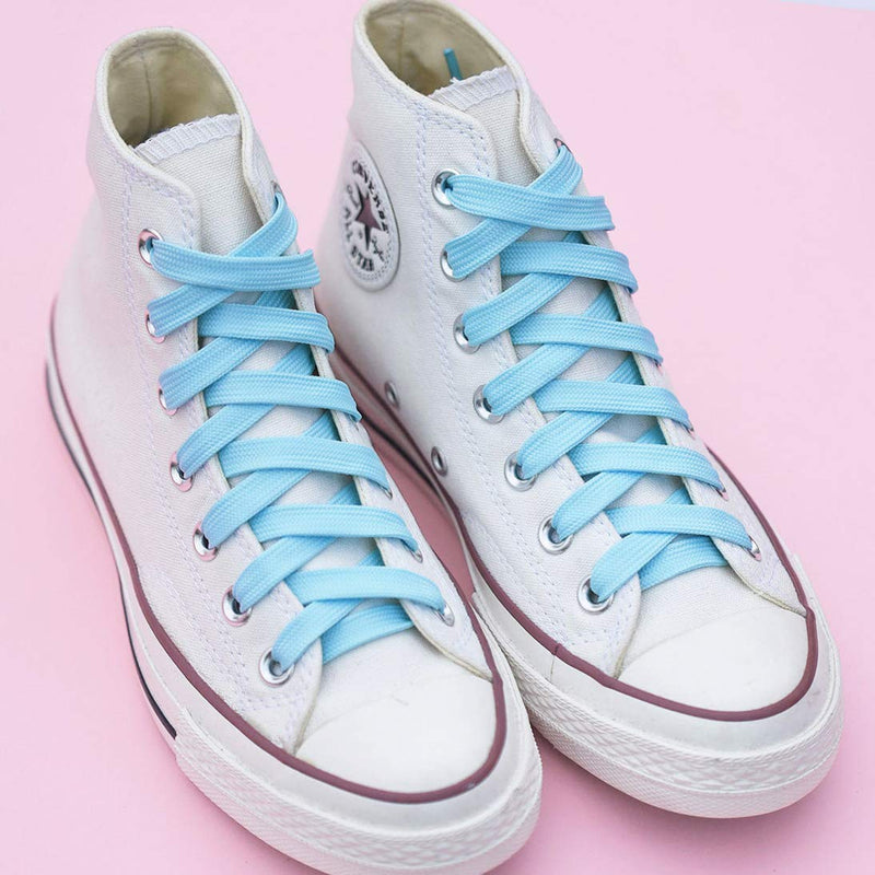 [Australia] - Booyckiy [2 Pairs] 2/5" Flat Sneaker Shoe Laces 26 Colors Shoe laces in 27"-72" 27inch (69cm) Baby Blue(2 Pairs) 