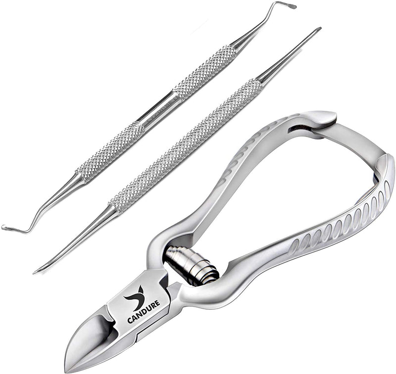 [Australia] - CANDURE Nail Clippers Cutters Nippers for Thick Toenails Plus Nail Clippers for Fingernails Podiatry Instruments Clippers with Ingrown Toe Nail File Improved Quality 