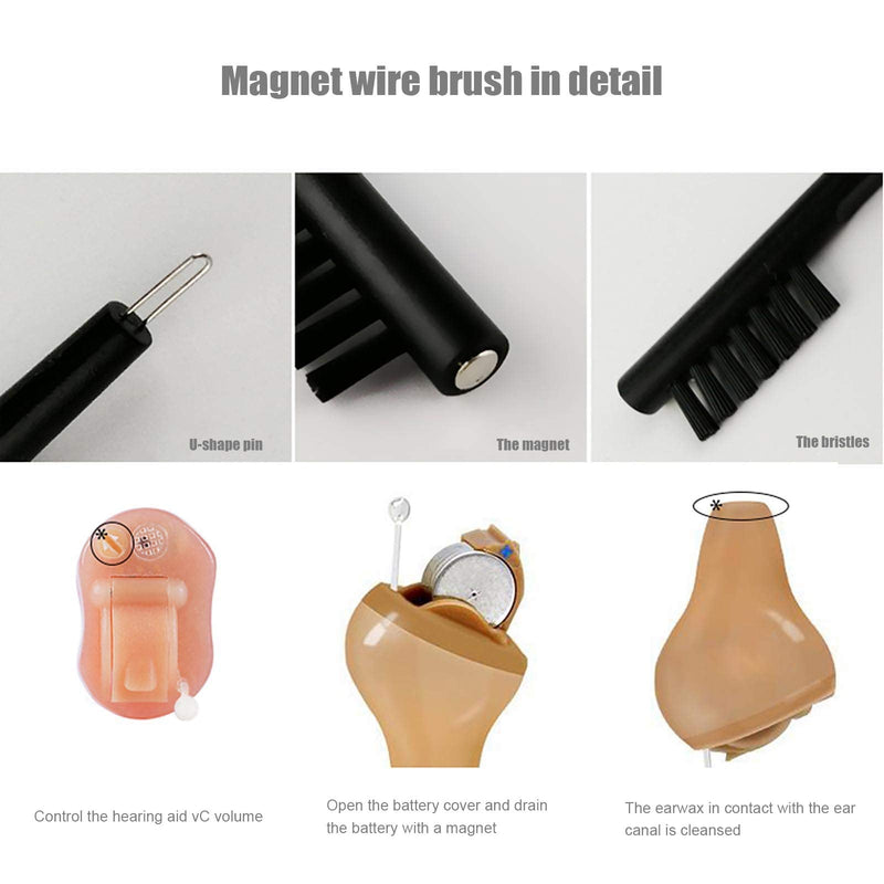 [Australia] - 12Pcs Hearing Aid Cleaning Tools, Earpiece Earmold Clean Wire Vent Cleaner & Magnet Brushes with Wax Loop for Hear Aid Earphones 