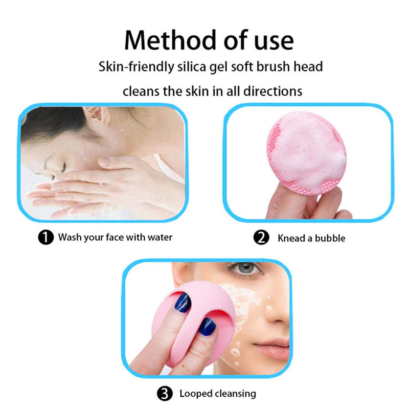 [Australia] - Super Soft Silicone Face Cleanser Brush, WantGor 2 Pcs Soft Face Massage Scrubber Manual Facial Cleansing With 1 Pc Exfoliating Brush For Sensitive, Delicate, Dry Skin (3 Pcs) 3 Pcs 