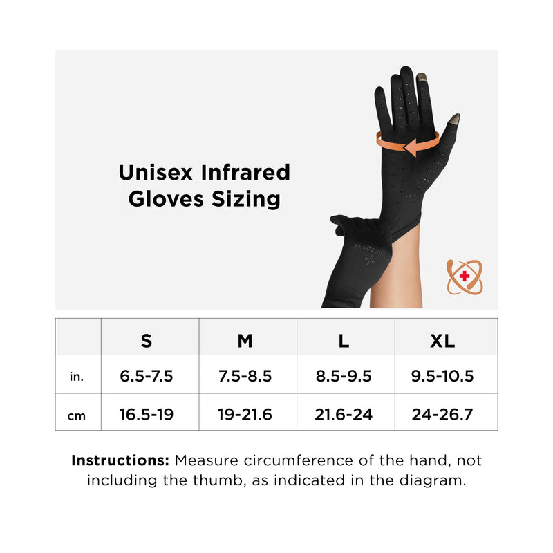 [Australia] - Tommie Copper Unisex Core Compression Infrared Full Finger Gloves Large 