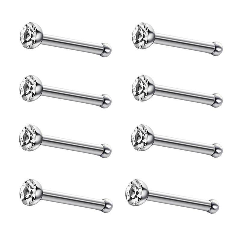 [Australia] - JewelrieShop 40pcs Nose Studs Stainless Steel CZ Nose Rings Stud Piercing Jewelry Bone Studs for Women Men Hypoallergenic 22G (1.5mm, White CZ) 