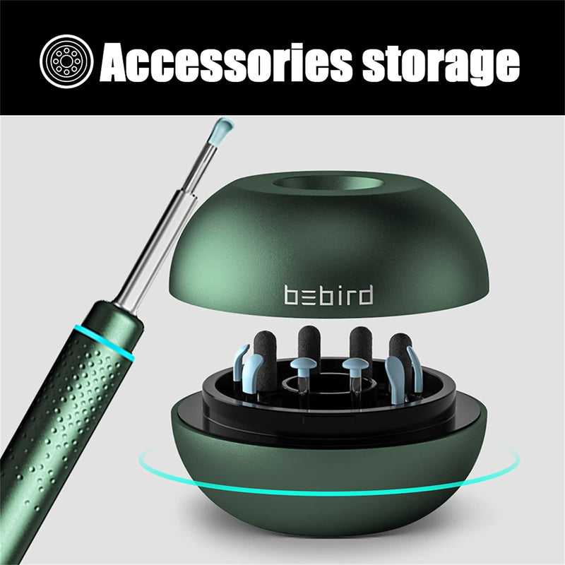 [Australia] - Bebird M9 Pro Ear Cleaner Earwax Removal Kit with HD Camera, 6 LEDs, 4-Axis Intelligent Gyroscope, Magnetic Charged Base Compatible with Android/iOS(Green) M9 Pro Visual Earwax Removal Kit - Green 