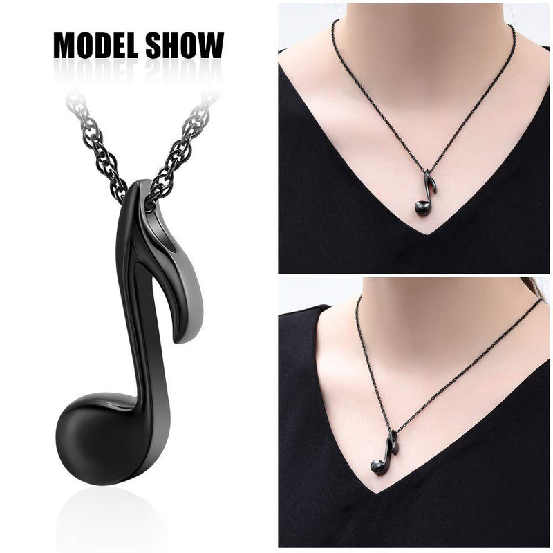 [Australia] - shajwo Cremation Jewelry Urn Necklace for Ashes Music Note Keepsake Pendant Memorial Necklace for Women Human Black 