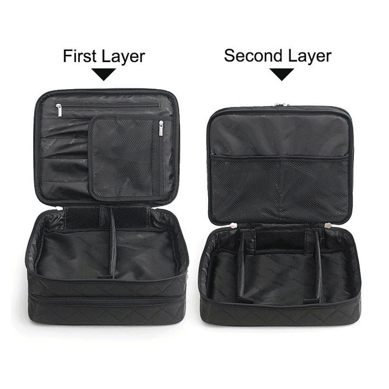 [Australia] - Large Cosmetic Bag, ONEGenug Makeup Bag Pouch, Double Layer for Ladies, Wash Bag Travel Bag 25 * 20 * 12cm (Size L black) Black Xl 