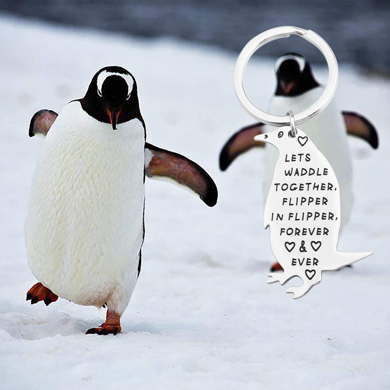 [Australia] - Lywjyb Birdgot Penguin Gift Penguin Couple Keychain Let’s Waddle Together Cute Penguin Shape Keychain Wedding Gift Penguin Waddle 