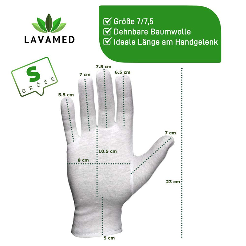 [Australia] - LAVAMED Dermatest: very good cotton gloves, extra soft cotton gloves made of 100% cotton, jersey gloves, white twisted gloves, premium cosmetic gloves in 4 sizes 12 Paar S (7/7.5) 