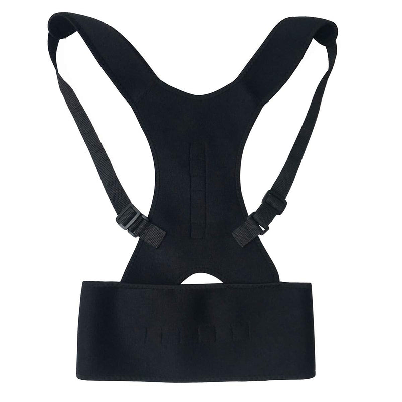 [Australia] - Magnetic Back Support for Posture Corrector with 10 Magnets and Adjustable Straps and Breathable Mesh Panels (Black, M) 