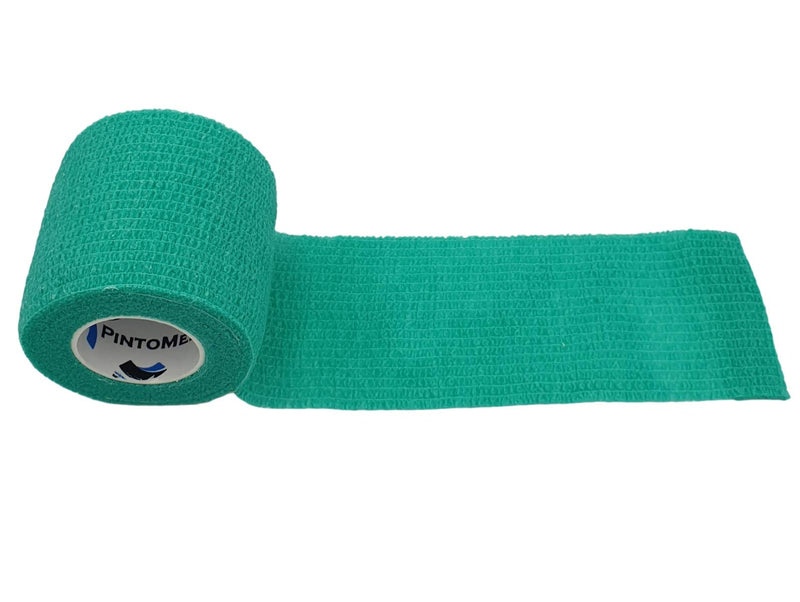 [Australia] - PintoMed - Green Cohesive Bandage Stretched 6 Rolls x 5cm x 4.5m Self-Adhesive Flexible Bandages, Professional Quality, First Aid Sports Wrap Bandages - Pack of 6 