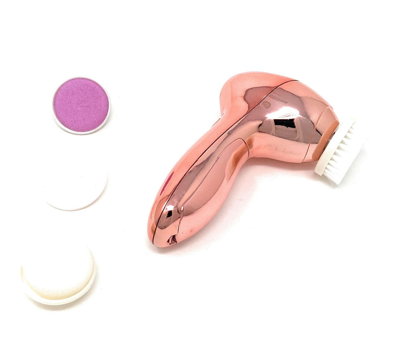 [Australia] - 4 in 1 Facial Care System. BO Electric 2 S[eed Spinning Face Care Tool with 4 Interchangeable Heads - Cleansing brush, Roller Massager, Sponge Brush, Pumice Stone Head. Facial Cleansing System Tools 