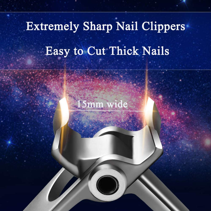 [Australia] - Nail Clippers For Thick Nails - PrettyDiva Wide Jaw Opening Oversized Nail Clippers, Stainless Steel Heavy Duty Toenail Clippers For Thick Nails, Extra Large Toenail Clippers for Men Seniors Elderly Silver 