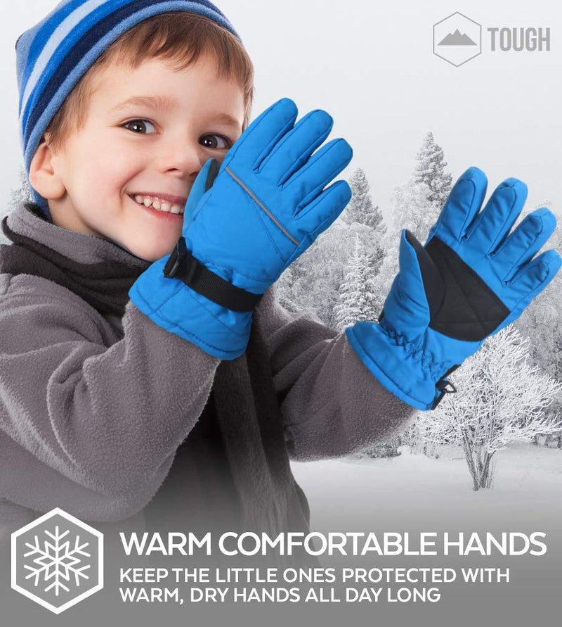 [Australia] - Kids Winter Gloves - Snow & Ski Waterproof Thermal Insulated Gloves for Boys Girls Toddler Children & Youth for Cold Weather Blue X-Small: 3-4 years old 