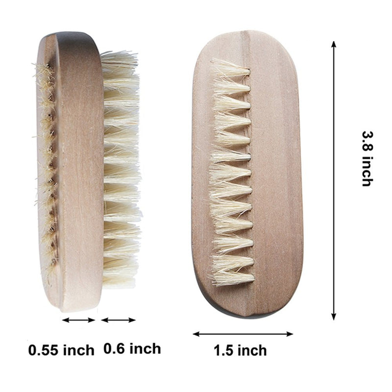 [Australia] - Beautyours Wooden Hand & Nail Brush 2-Pack Set - Natural Bristle SPA Dual Surface Two-Sided 