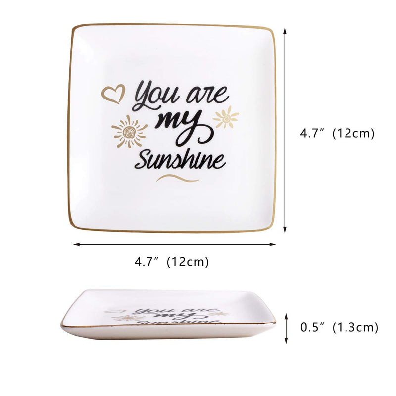 [Australia] - AUTOARK Ceramic Ring Trinket Dish - You are My Sunshine,Home Decorative Jewelry Tray,Gift for Daughter Wife Girlfriend,Perfect for Valentine's Day Birthday Thanksgiving Christmas,AJ-501 