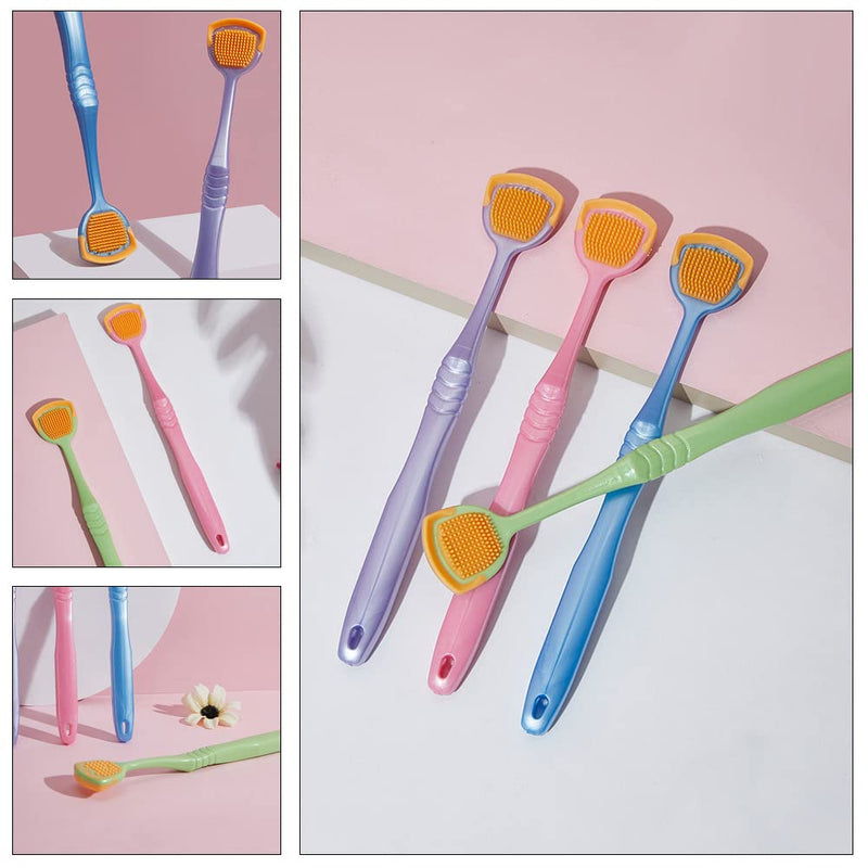 [Australia] - 6 Pcs Tongue Cleaning Brush New Tongue Scraper Professional Tongue Brush for Fight Bad Breath Freshing Breath Keep Oral Fresh Random Color 