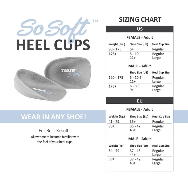 [Australia] - Tuli's So Soft Heavy Duty Gel Heel Cups Provide Relief for Plantar Fasciitis, Heel Pain, and Shock Absorption, Medium Regular (1 Pair) 