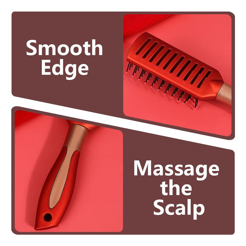 [Australia] - 4 Pcs Hair Brush Set,Anti Static Massage Oval Comb,Detangling Brush Round Hair Brush Vent Hair Brush ,Detangling Hairbrush for Women Men and Kids Red 
