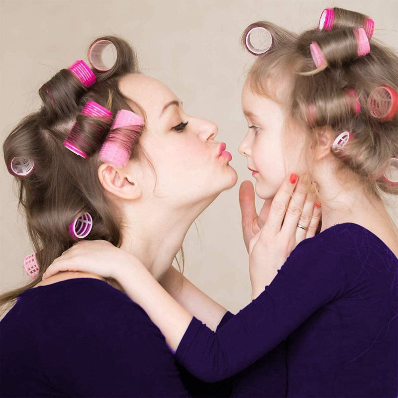 [Australia] - Self Grip Hair Rollers Set, 16 Pieces Salon Hairdressing Curlers, Hair Rollers Set With Clips, 8 Rollers and 8 Duck Bill Clips, for Women Long Hair, Men, Salon Hairdressing (64 mm) 