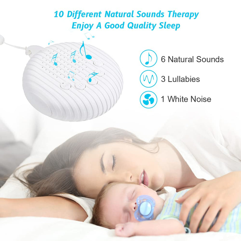 [Australia] - URAQT White Noise Machine, 10 Soothing Nature Sounds Therapy Portable Sleep Sound Machine, Mini Sound Machine for Baby Kids Adults, USB Rechargeable Baby Sleep Machine with 3 Timer Memory Functions 