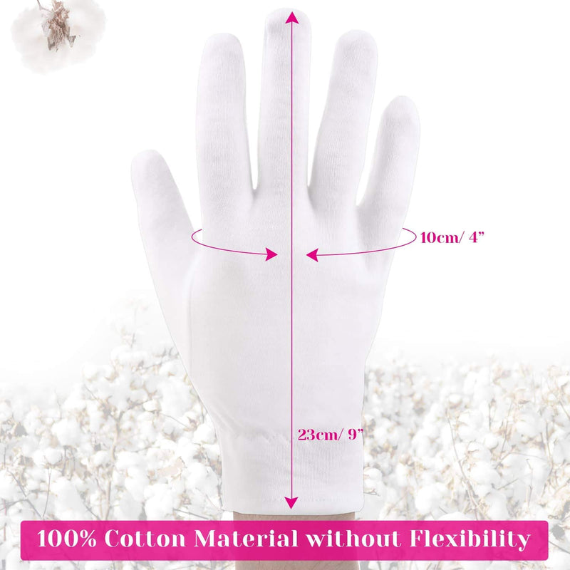 [Australia] - 100% Cotton Gloves for Eczema,10 Pairs White Cotton Moisturizing Gloves Over Night Bedtime | Cosmetic Inspection Premium Cloth Quality | Dry Sensitive Irritated Skin Spa Therapy Secure Wristband 10-Pairs 