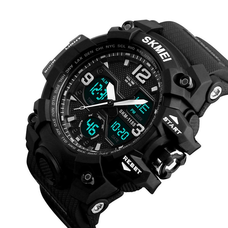 [Australia] - LYMFHCH Men's Analog Sports Watch, LED Military Digital Watch Electronic Stopwatch Large Dual Dial Time Outdoor Army Wrist Watch Tactical Black 