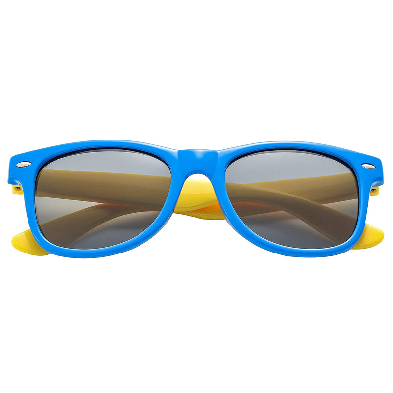 [Australia] - Kids Polarized Sunglasses for Boys Girls TPEE Rubber Flexible Frame Shades Age 3-12 Blue/Yellow 45 Millimeters 