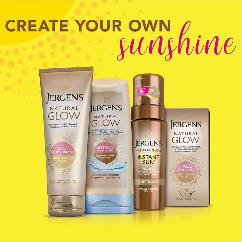 [Australia] - Jergens Natural Glow Instant Sun Body Mousse, Self Tanner for Deep Bronze Tan, Sunless Tanning Body Bronzer, Natural Looking Fake Tan, 6 Ounce Instant Sun Sunless Tanning Mousse, Deep Bronze, 6 Ounce 