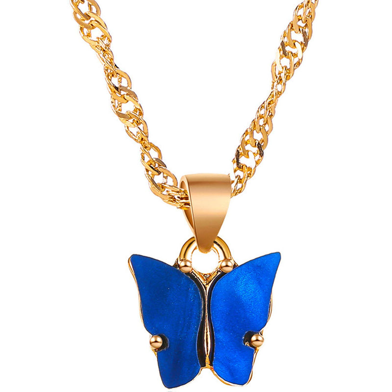 [Australia] - Nanafast Butterfly Pendant Necklace for Women & Girls Acrylic Necklace with Gold-Plated Pack of 12 Pcs 