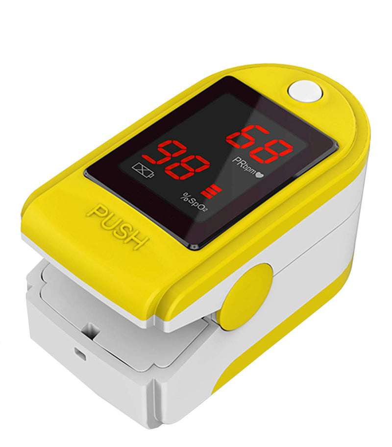 [Australia] - Concord Basics Yellow Fingertip Pulse Oximeter Blood Oxygen Saturation Monitor with Carrying Case, Batteries, Silicone Cover and Lanyard 