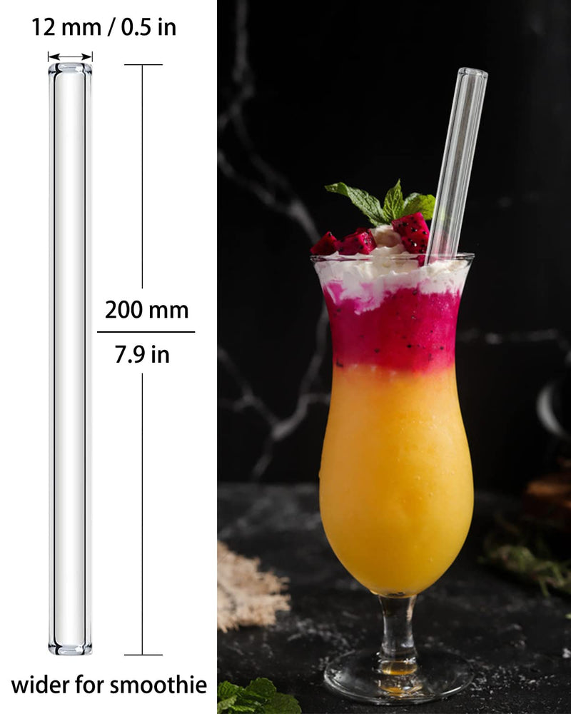 [Australia] - NAFENDER Glass Straws Reusable Drinking Straws 2 Wide Smoothie Straws & 4 Bent Straws & 4 Straight Straws with 2 Cleaning Brush 