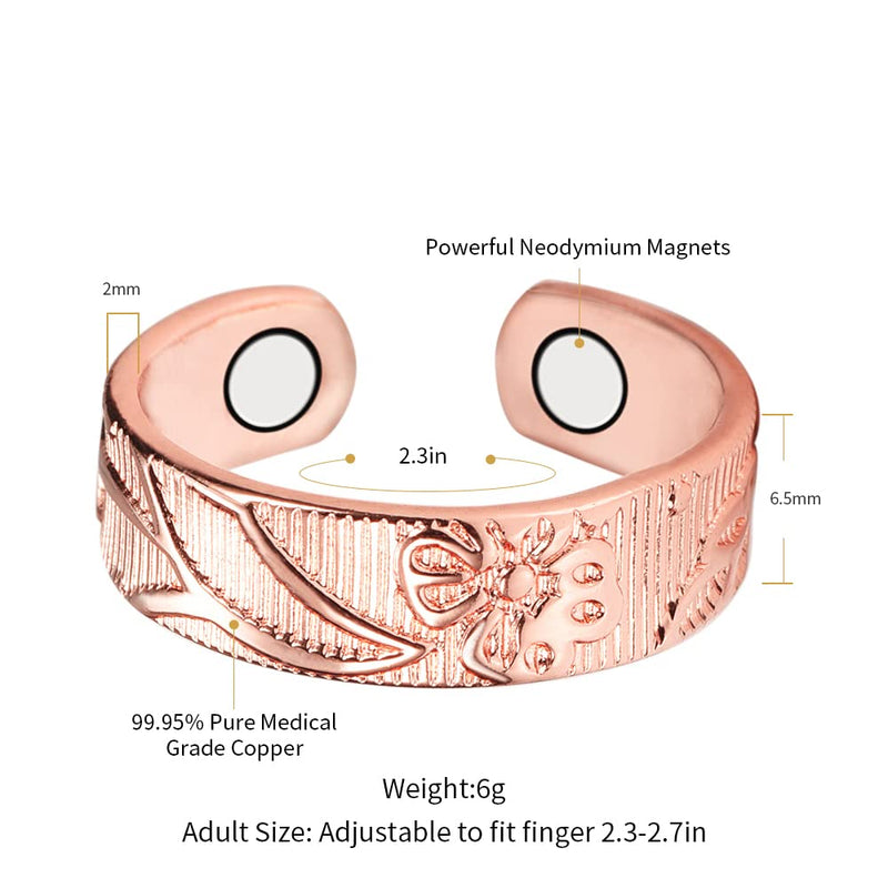 [Australia] - EnerMagiX Pure Copper Magnetic Rings for Women, Magnetic Rings, Birthday Rings Gift for Mom, Wife, Daughter, Women’s Day Gift(CPR-0957) 
