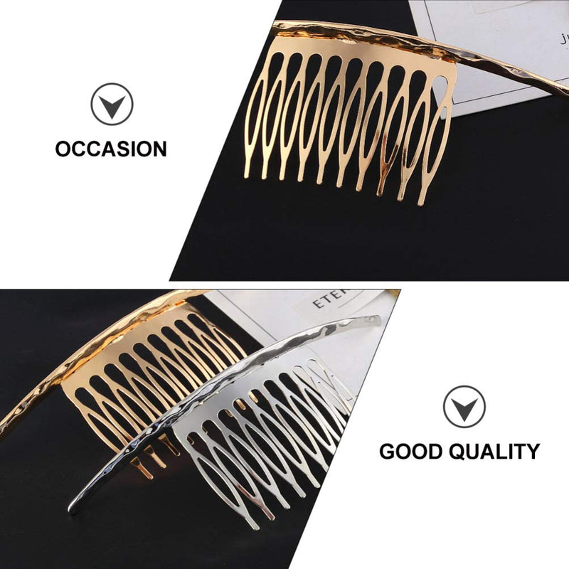 [Australia] - Lurrose 2pcs French Twist Comb Teeths Comb Alloy Metal Clips for Bridal Wedding Hair Side Comb Women Hair Accessories 
