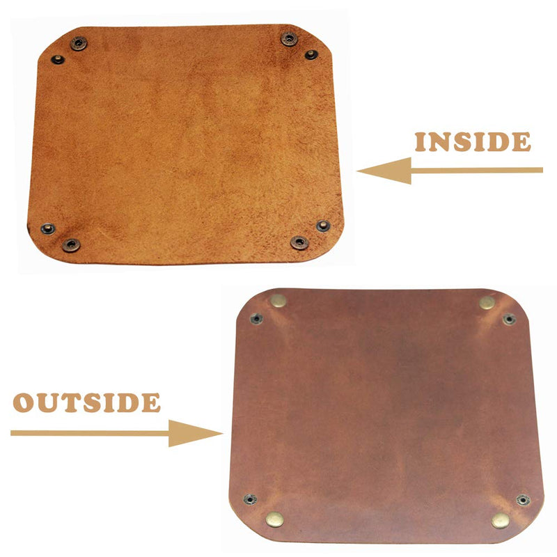 [Australia] - boshiho Valet Tray for Men, Leather Jewelry Catchall Key Phone Coin Box Change Caddy Bedside Storage Box (Crazy Horse Leather - Light Brown) Crazy Horse Leather - Light Brown 