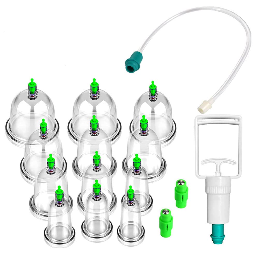 [Australia] - Angeer 12Pcs/Box Vacuum Air Suction Cups Cupping Cups Sets Biomagnetic Traditional Professional Chinese Therapy Massage Vacuum Cupping Set (12Pcs/Set) 12pcs/Set 