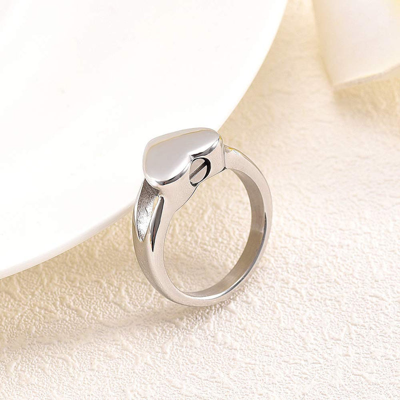 [Australia] - Simple Heart Cremation Urn Ring for Ashes Hold Loved Ones Ashes Memorial Jewelry for Funeral Keepsake Gift 9# 