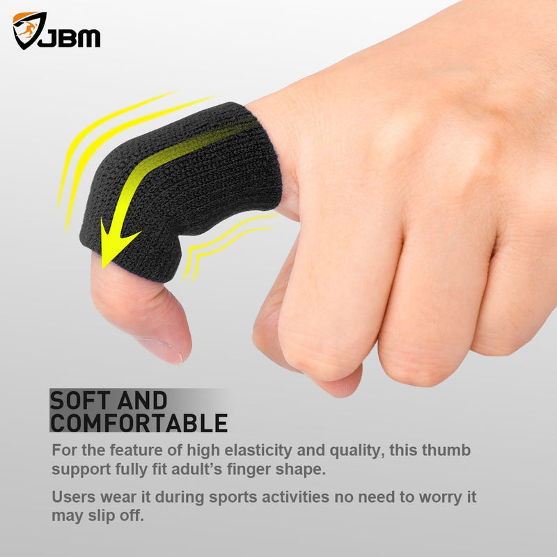 [Australia] - JBM Adult Finger Brace Splint Sleeve Thumb Support Protector Soft Comfortable Cushion Pressure Safe Elastic Breathable Spandex Finger Splinter Boating Gym (Black) Black 