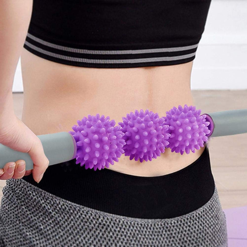 [Australia] - Huairdum Yoga Muscle Roller Stick, Cellulite Spiky Ball Back Arms Shoulder Leg Body Massage Tools Deep Tissue With Spiky Balls Waist Relaxation Fitness Exercise Stick #4 