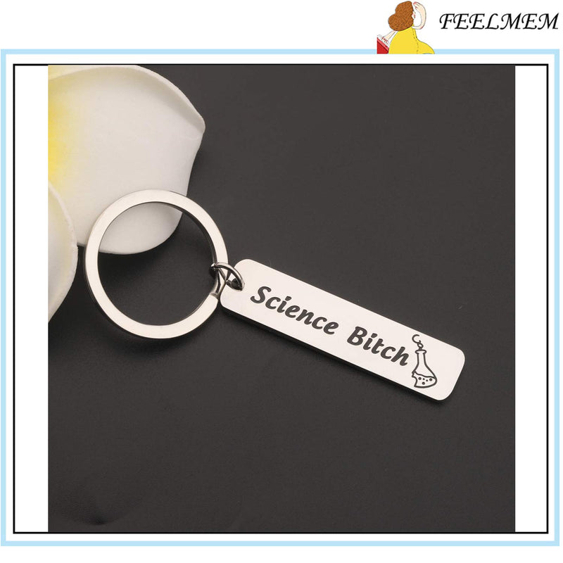 [Australia] - FEELMEM Chemist Gift Biology Chemistry Gift Science Bitch Funny Keychain Chemistry Science Jewelry Science Tech Jewelry Gift for Scientist Biology Student Science Lover silver 