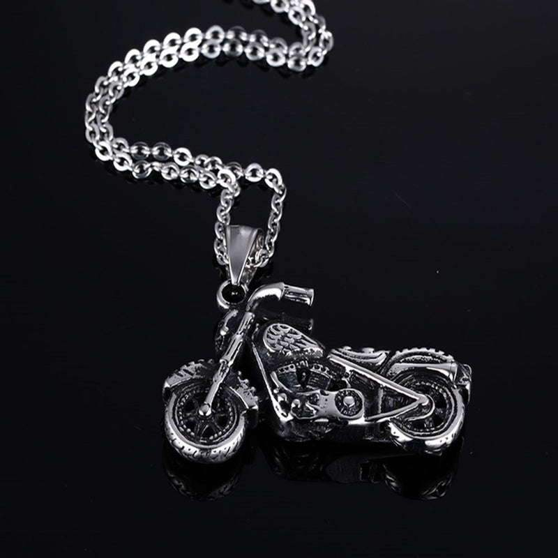[Australia] - JAJAFOOK Stainless Steel Motorcycle Matching Set Mens Pendant Necklace 