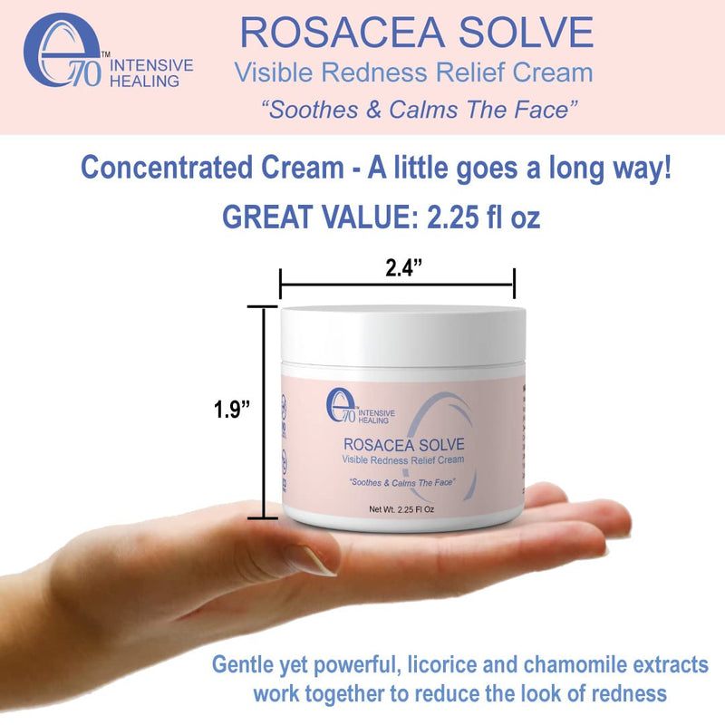 [Australia] - E70 Rosacea Solve - Redness Relief Cream - Calming Face Moisturizer For Rosacea and Acne-Prone Skin - Sensitive Skin Care With Organic Ingredients such as Aloe Vera, Almond Oil, Licorice and Chamomile Extracts - No Parabens 