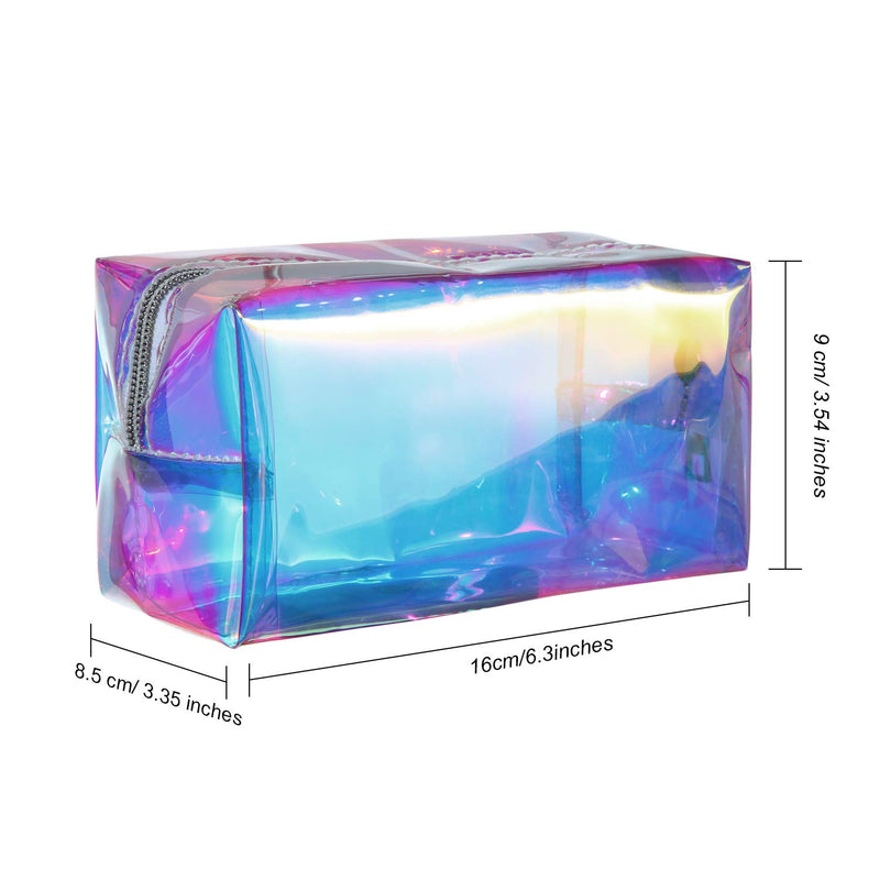 [Australia] - 2 Pieces Holographic Makeup Bag Iridescent Cosmetic Pouch Waterproof Portable Handbag for Makeup Tools Organize 