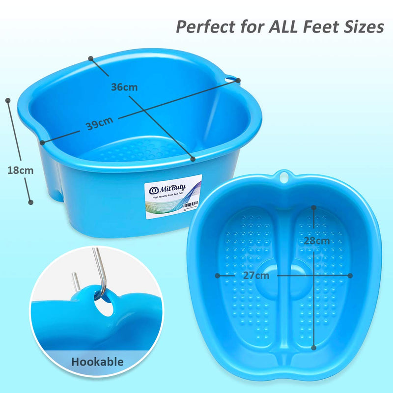 [Australia] - MitButy Large Foot Bath Spa Bowl for Home Use - Sturdy Plastic Foot Soak Basin for Pedicure, Relax, Detox and Massage - Foot Tub Get Rid of Callus, Cuticles, Dead Skin - Fits All Size 
