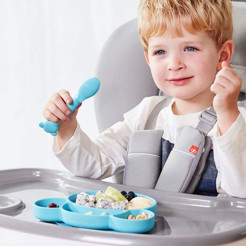 [Australia] - YOOFOSS Baby Plates with Suction Non Slip Silicone Toddler Plates Divided Placemats for Kids and Children BPA-Free FDA Approved Dishwasher and Microwave Safe-Blue Blue 